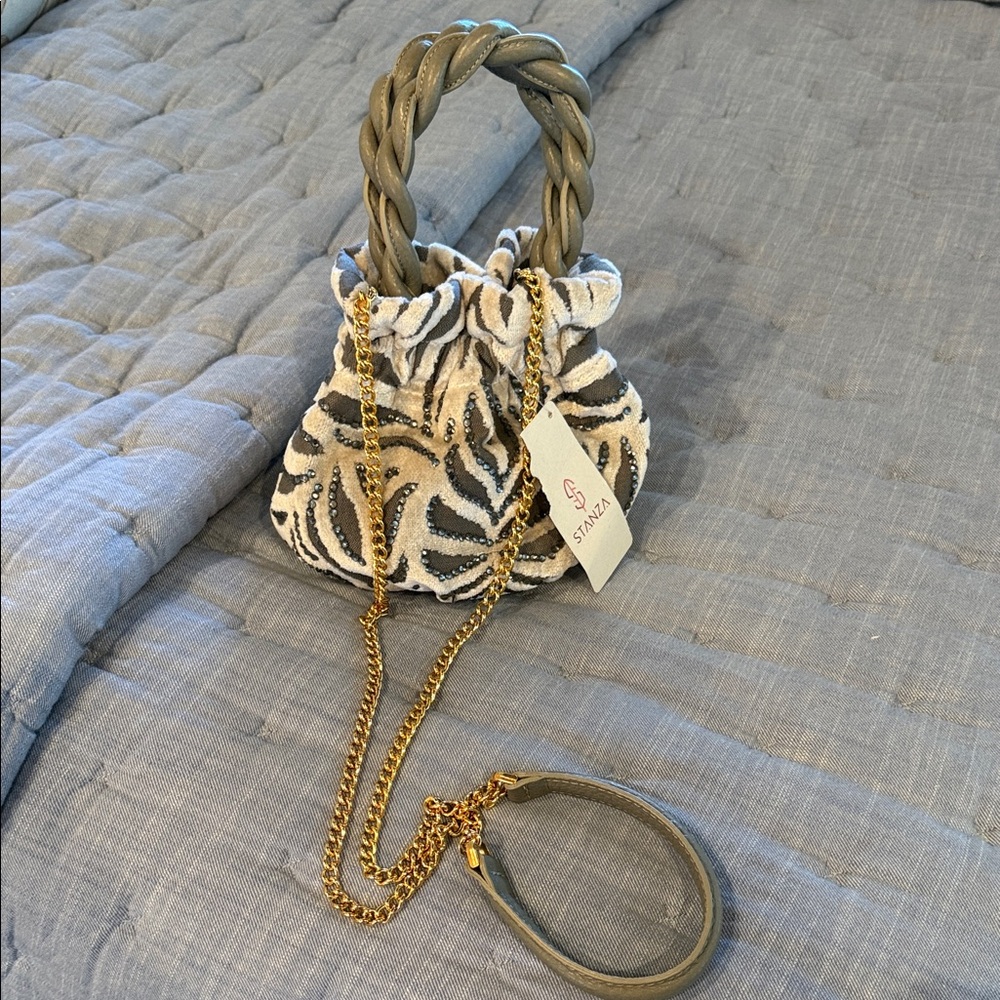 STANZA Mini Bag in Gray and Gold